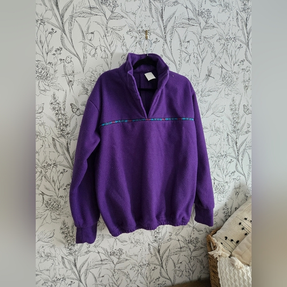 VINTAGE PURPLE HANDMADE FLEECE PULLOVER - Picture 4 of 9